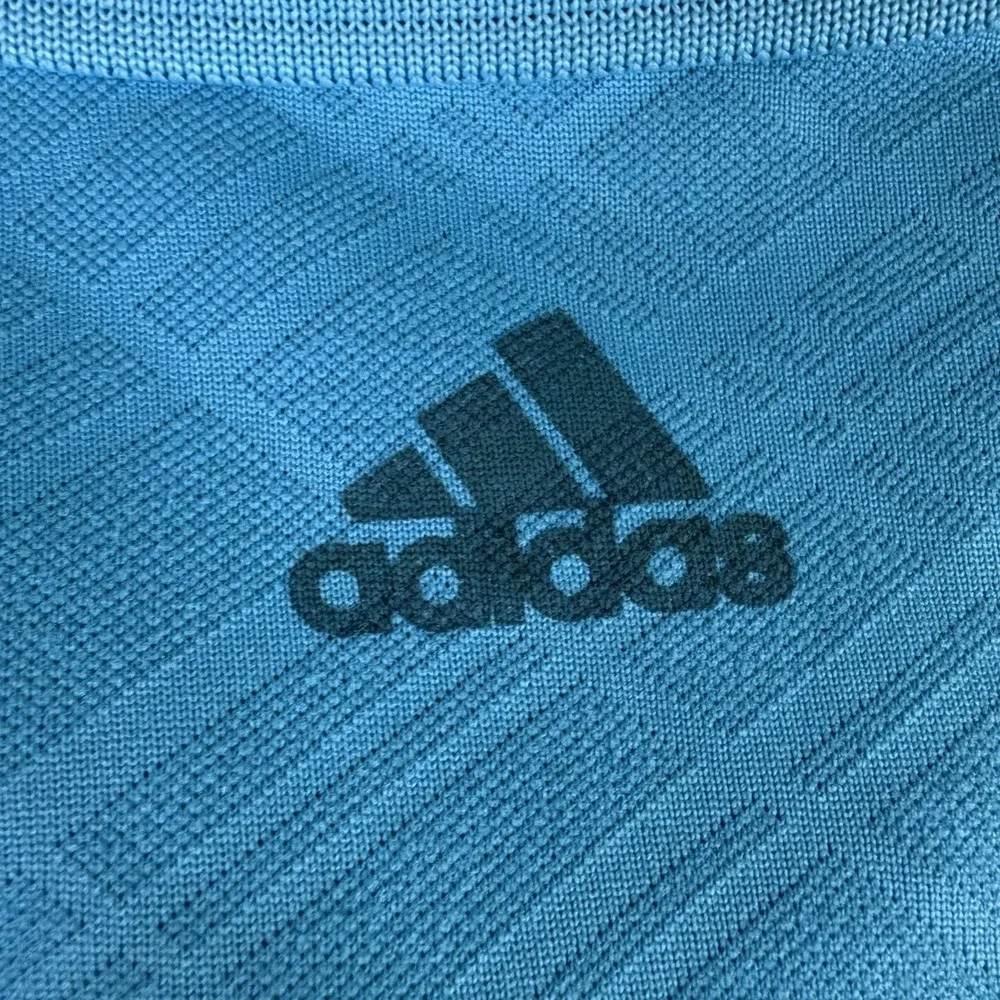 adidas Polo Shirt Mens XL Golf Athletic Light Blue Textured Grid Short Sleeve